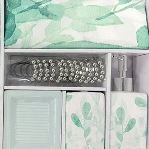 Mainstays Eucalyptus Green Polyester/Ceramic Bathroom Set, Green